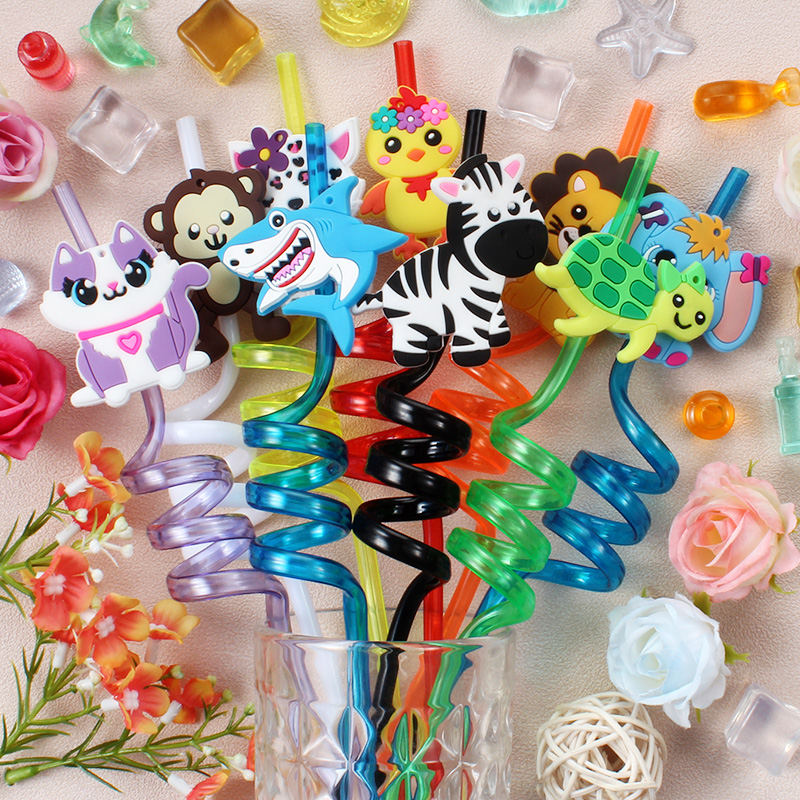 Reusable Straw - 6 szt. Słomek z motywem zoo,